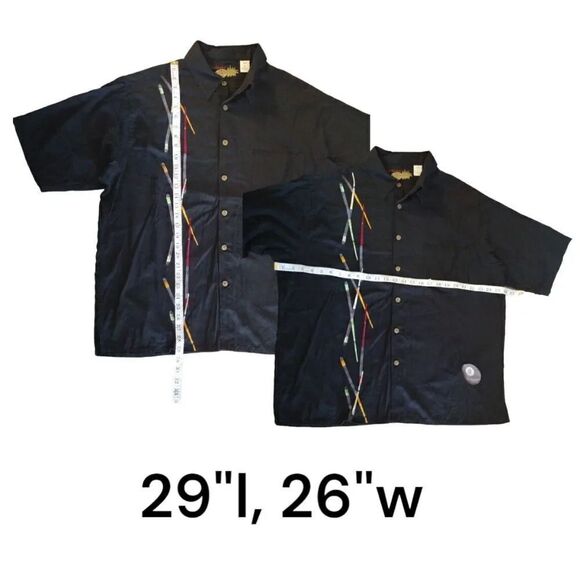VTG Caribbean Pineapple Black Billiards Silk Blend Button Up Shirt Men's XL - Picture 15 of 15